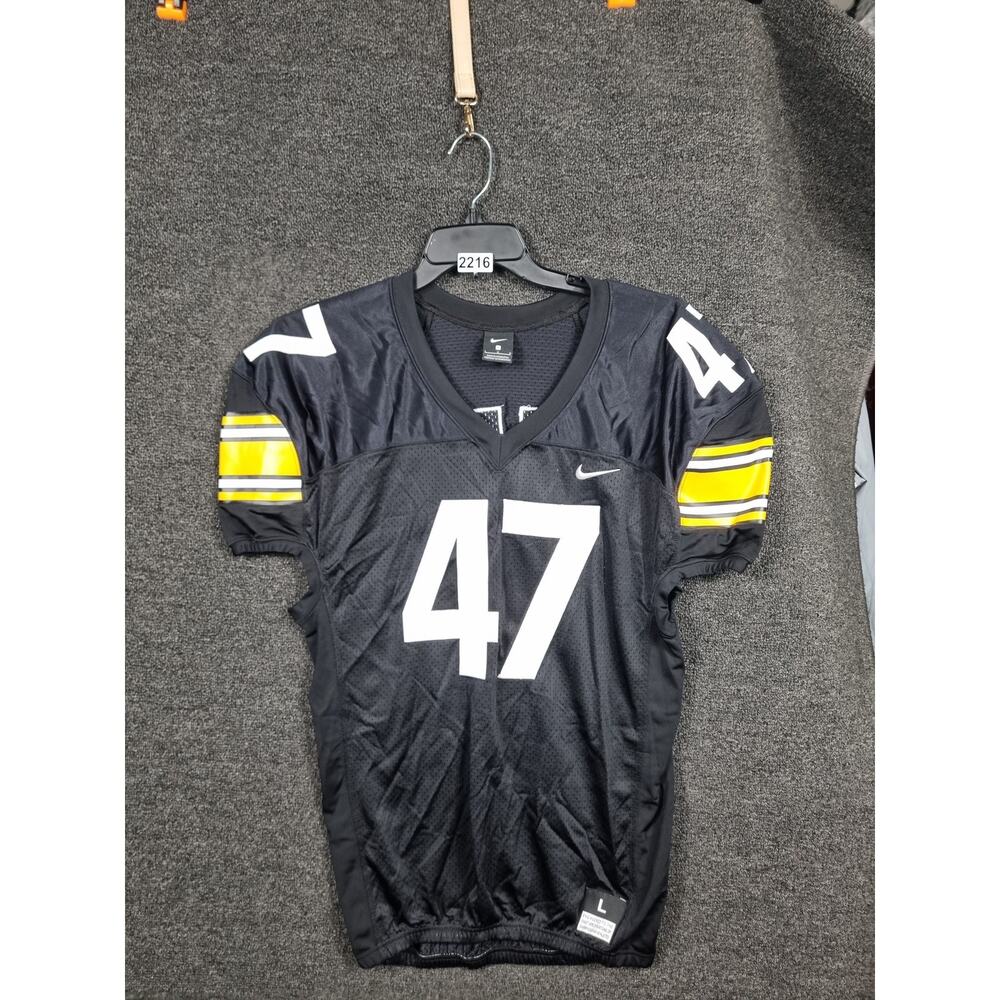 Iowa Hawkeyes Jersey Mens Large Black 47 Nike NCAA Football Team Replica Shirt